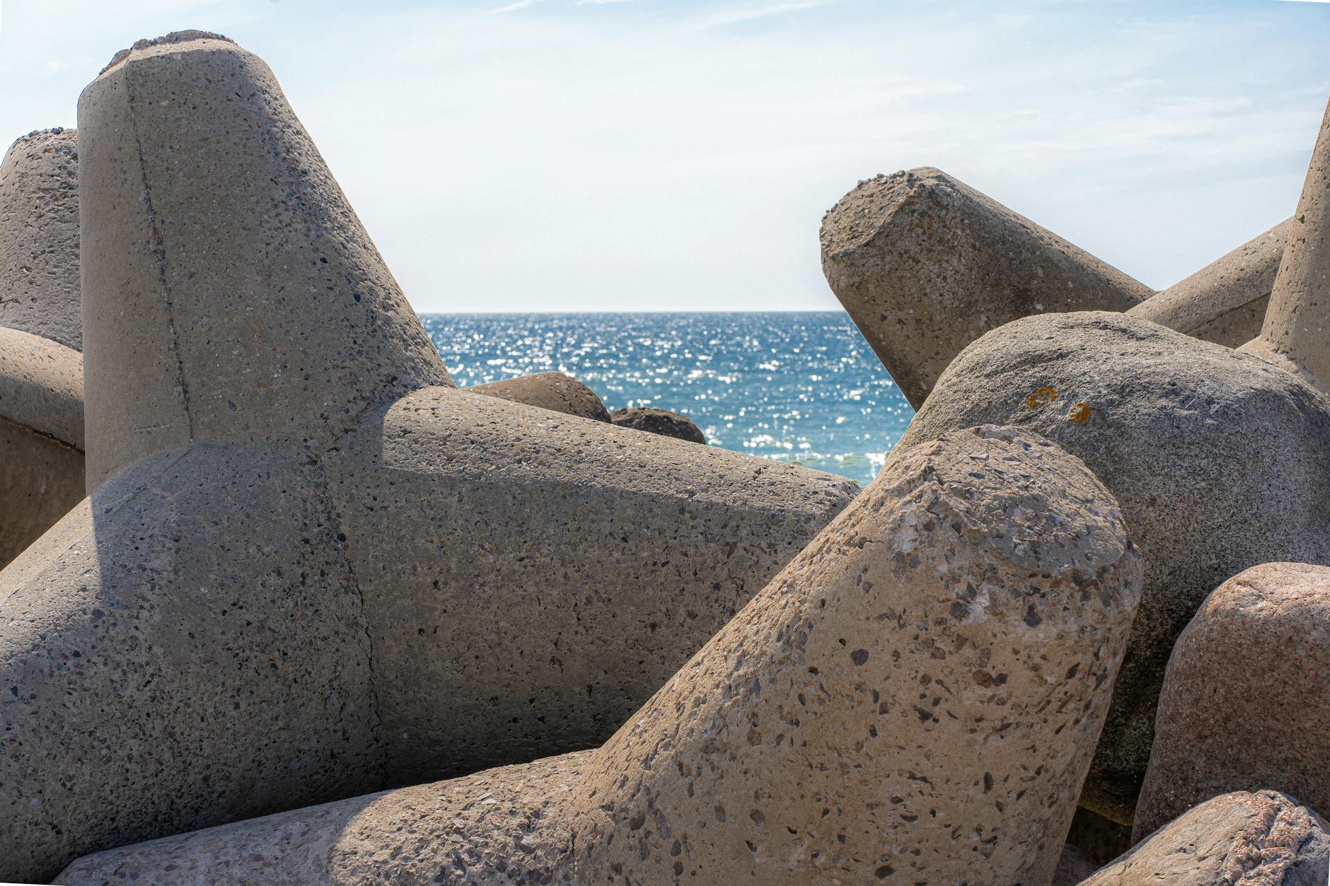 stone tetrapods on sea pier